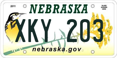 NE license plate XKY203