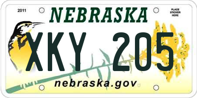 NE license plate XKY205