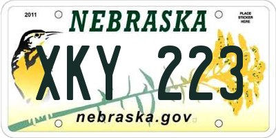 NE license plate XKY223