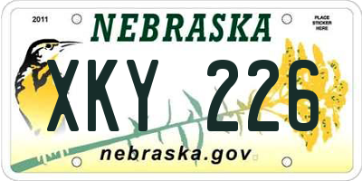 NE license plate XKY226