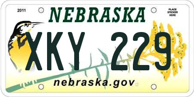 NE license plate XKY229