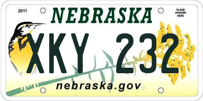 NE license plate XKY232