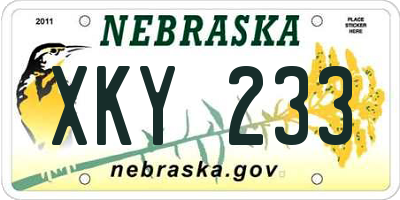 NE license plate XKY233