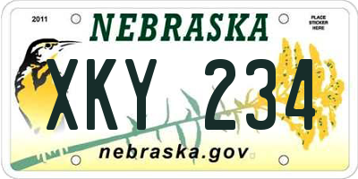 NE license plate XKY234
