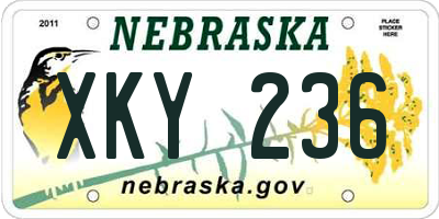 NE license plate XKY236