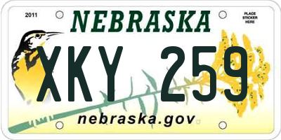 NE license plate XKY259