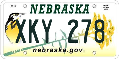 NE license plate XKY278