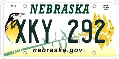 NE license plate XKY292