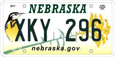 NE license plate XKY296