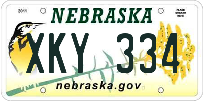 NE license plate XKY334