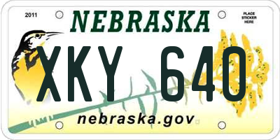 NE license plate XKY640