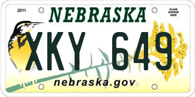 NE license plate XKY649