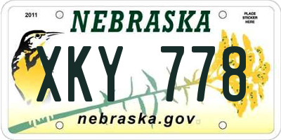 NE license plate XKY778