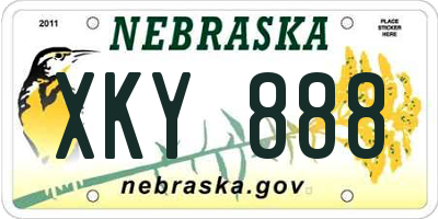 NE license plate XKY888