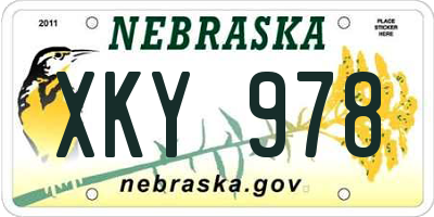 NE license plate XKY978