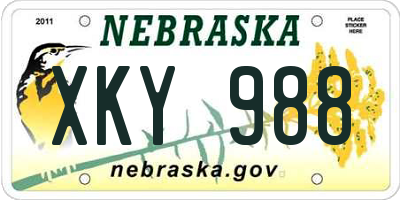 NE license plate XKY988