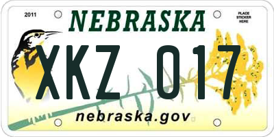 NE license plate XKZ017