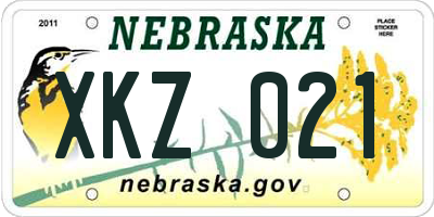 NE license plate XKZ021