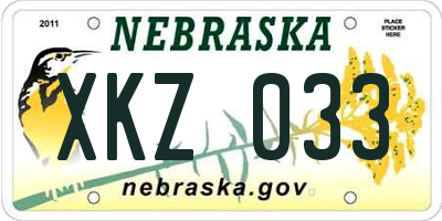 NE license plate XKZ033