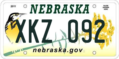 NE license plate XKZ092