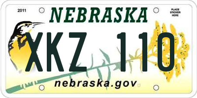 NE license plate XKZ110