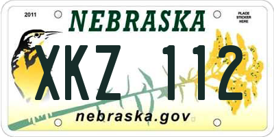 NE license plate XKZ112