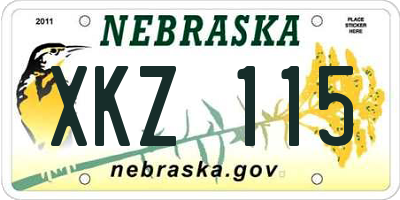 NE license plate XKZ115