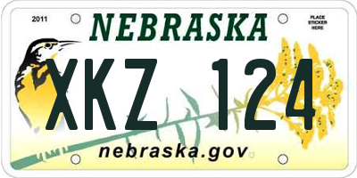 NE license plate XKZ124