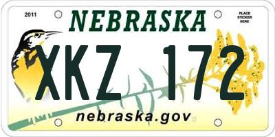 NE license plate XKZ172