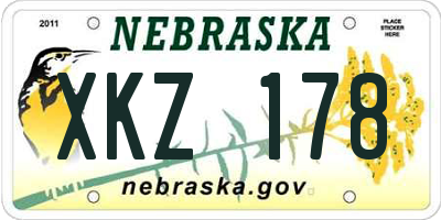 NE license plate XKZ178