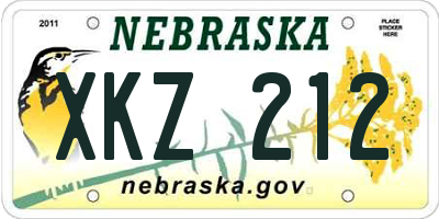 NE license plate XKZ212
