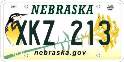 NE license plate XKZ213