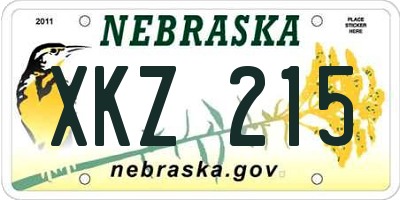 NE license plate XKZ215