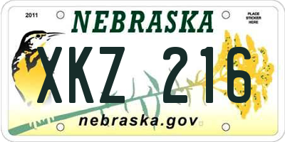 NE license plate XKZ216
