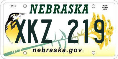 NE license plate XKZ219