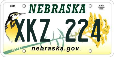 NE license plate XKZ224