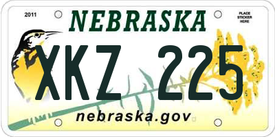 NE license plate XKZ225