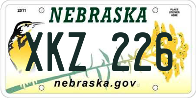 NE license plate XKZ226