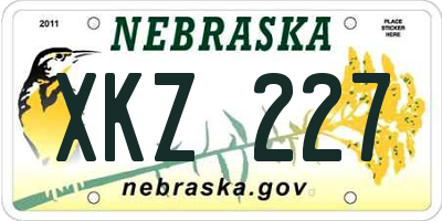 NE license plate XKZ227