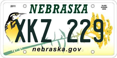 NE license plate XKZ229