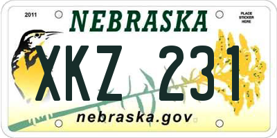 NE license plate XKZ231