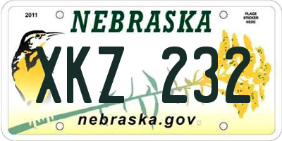 NE license plate XKZ232