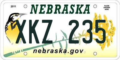 NE license plate XKZ235