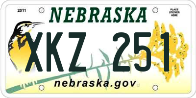 NE license plate XKZ251