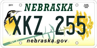 NE license plate XKZ255