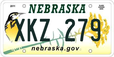 NE license plate XKZ279