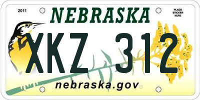 NE license plate XKZ312