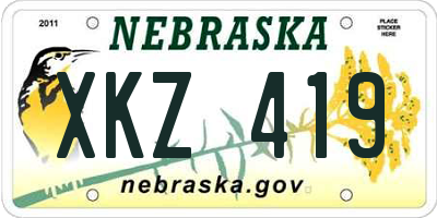NE license plate XKZ419