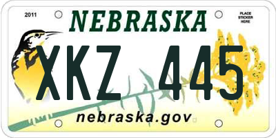 NE license plate XKZ445