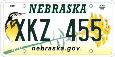 NE license plate XKZ455